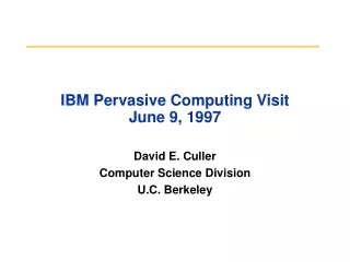 IBM Pervasive Computing Visit June 9, 1997