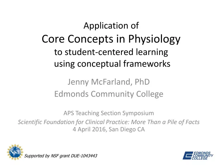application of core concepts in physiology to student centered learning using conceptual frameworks