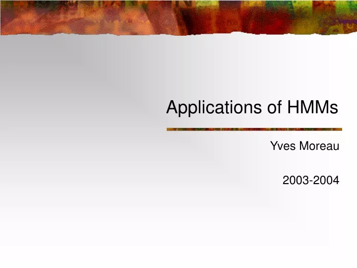 applications of hmms