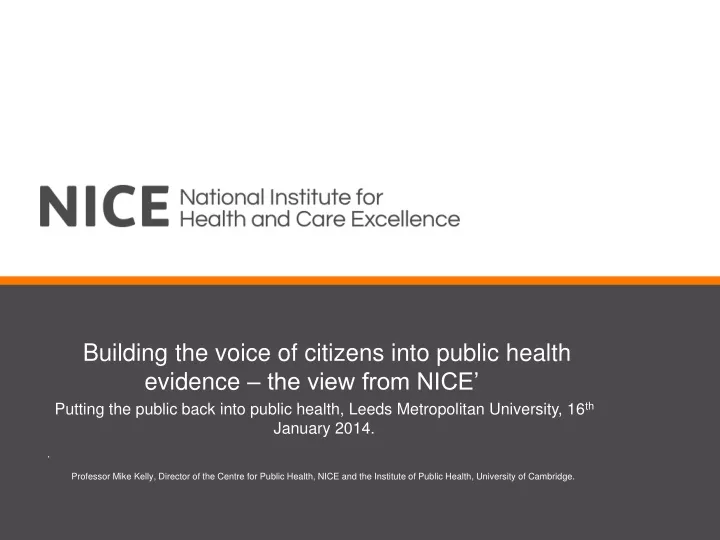 building the voice of citizens into public health