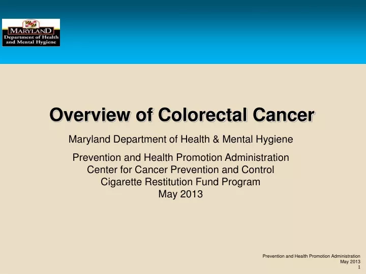 overview of colorectal cancer