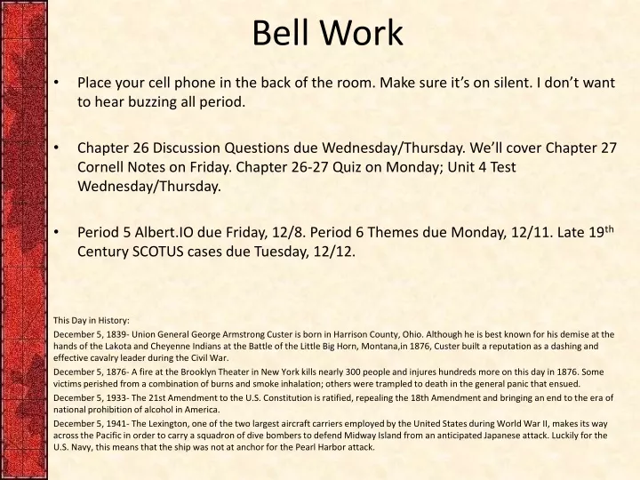 bell work