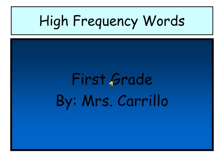 high frequency words