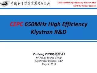 CEPC 650MHz High Efficiency Klystron R&amp;D