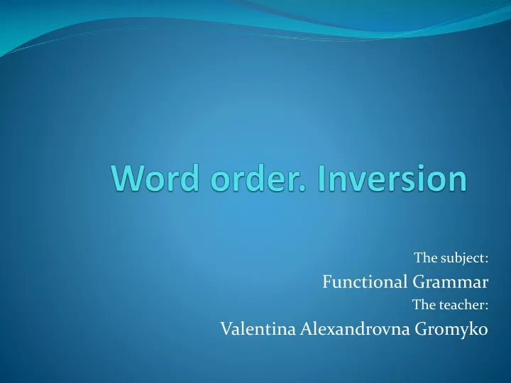 word order inversion
