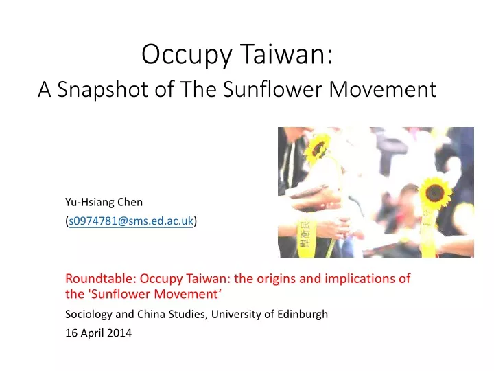 occupy taiwan a snapshot of the sunflower movement