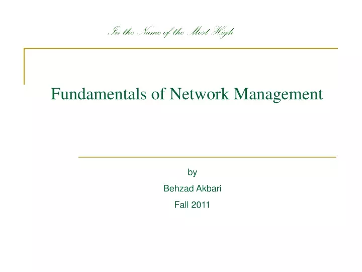 fundamentals of network management