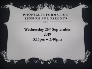 Phonics Information session for parents