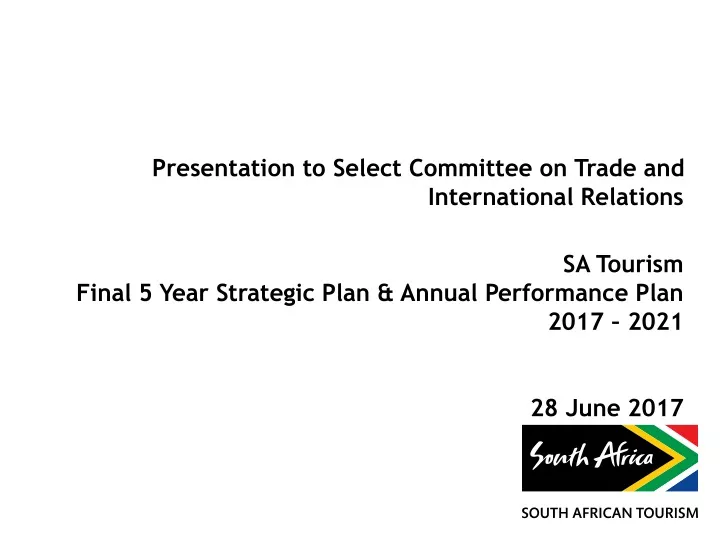 presentation to select committee on trade