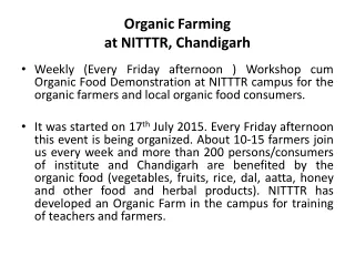 Organic Farming  at NITTTR, Chandigarh