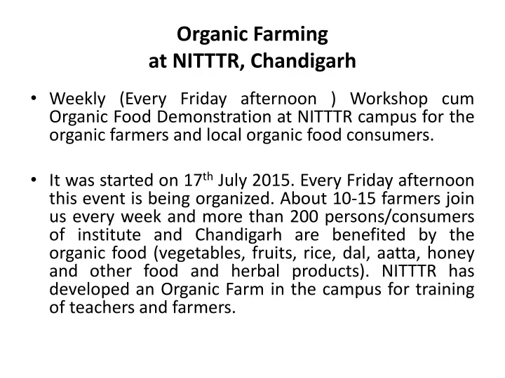 organic farming at nitttr chandigarh