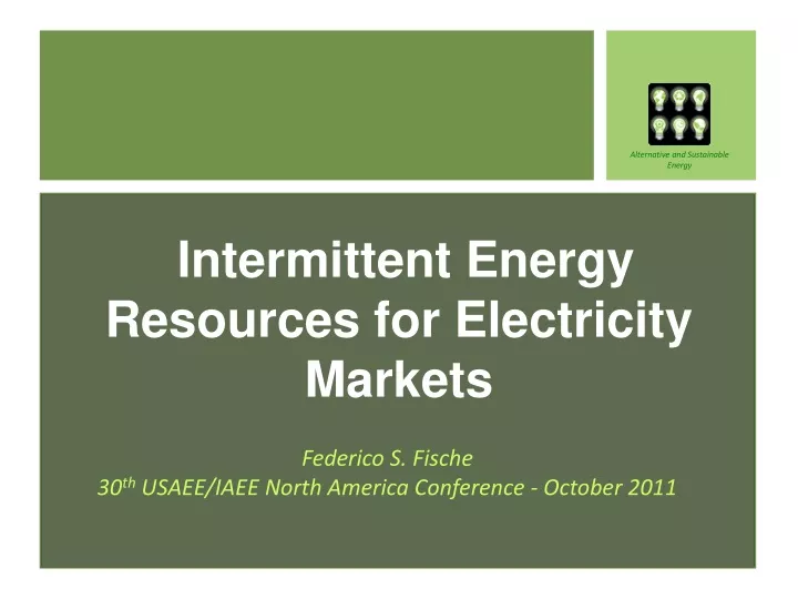 intermittent energy resources for electricity markets