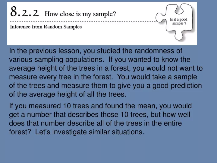 in the previous lesson you studied the randomness