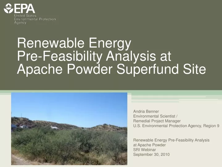 renewable energy pre feasibility analysis at apache powder superfund site