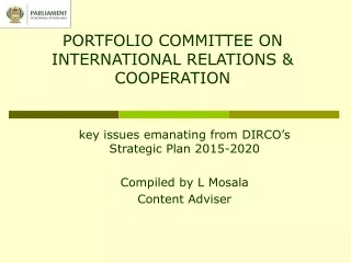 PORTFOLIO COMMITTEE ON INTERNATIONAL RELATIONS &amp; COOPERATION