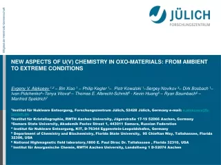 NEW ASPECTS OF U(V) CHEMISTRY IN OXO-MATERIALS: FROM AMBIENT TO EXTREME CONDITIONS