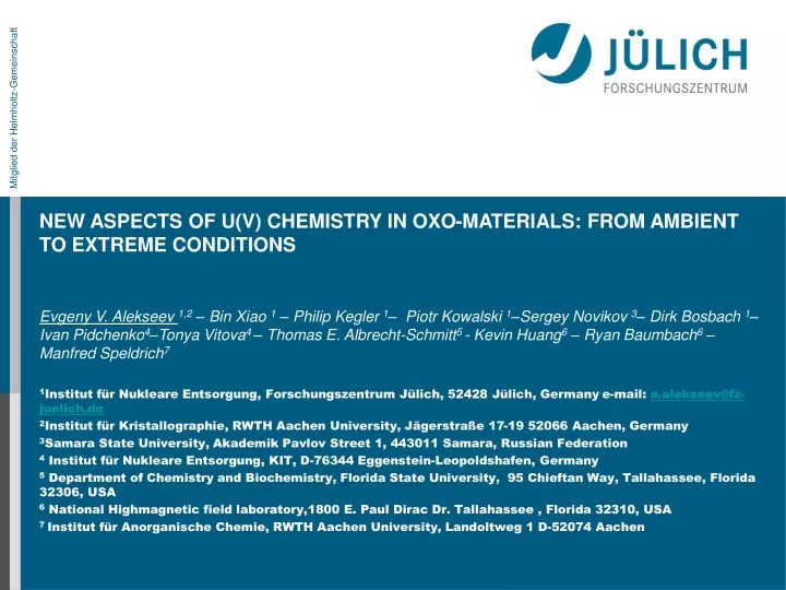 new aspects of u v chemistry in oxo materials