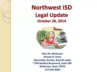 Northwest ISD Legal Update October 28, 2014