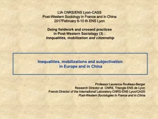Inequalities, mobilizations and subjectivation  in Europe and in China