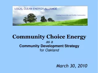 Community Choice Energy as a Community Development Strategy for  Oakland