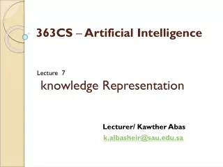 Lecture  7  knowledge Representation