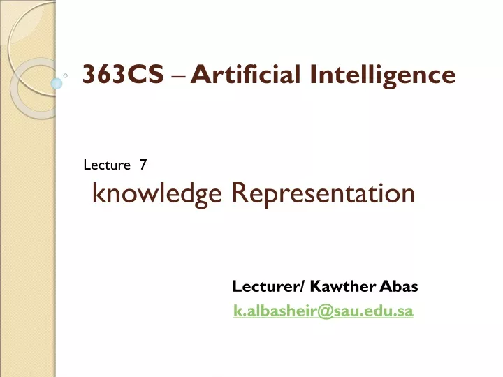 lecture 7 knowledge representation