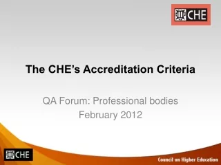 The CHE’s Accreditation Criteria