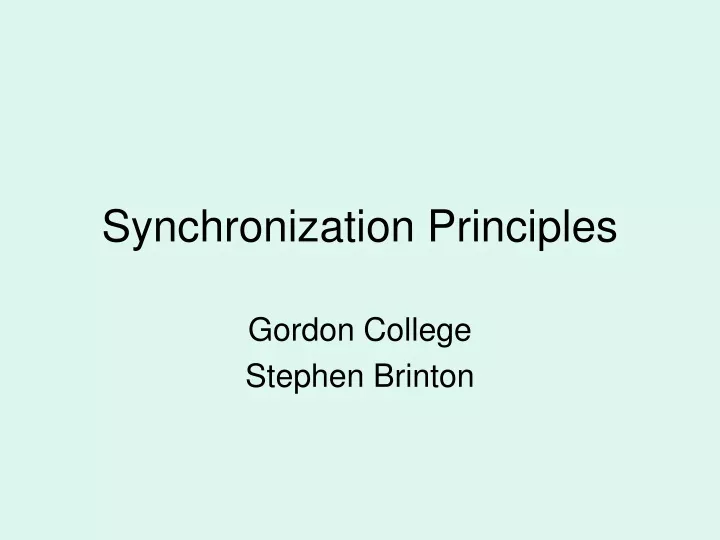 synchronization principles