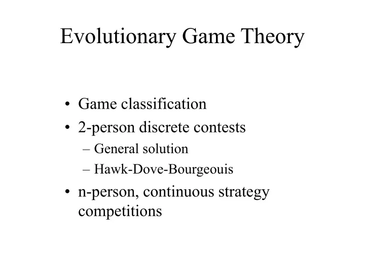 Classification of games and simulations