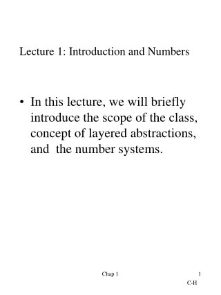 Lecture 1: Introduction and Numbers