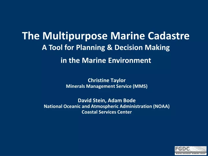 the multipurpose marine cadastre a tool