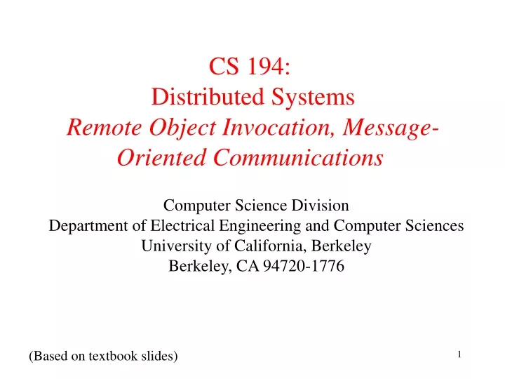 cs 194 distributed systems remote object invocation message oriented communications