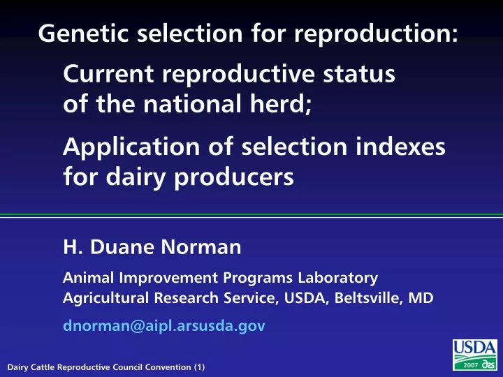genetic selection for reproduction
