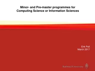 Minor- and Pre-master programmes for  Computing Science or Information Sciences