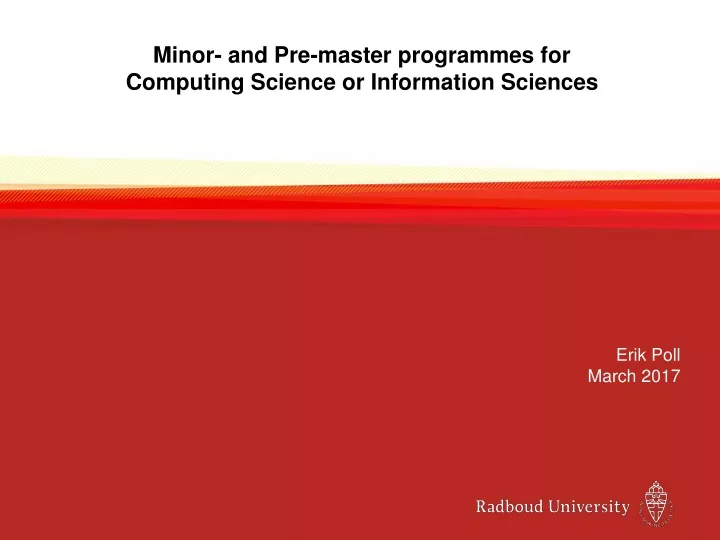 minor and pre master programmes for computing