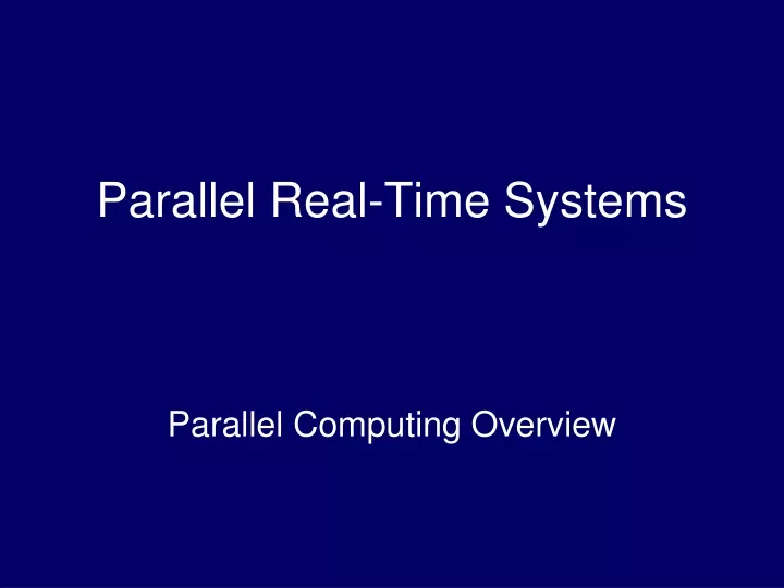 parallel real time systems
