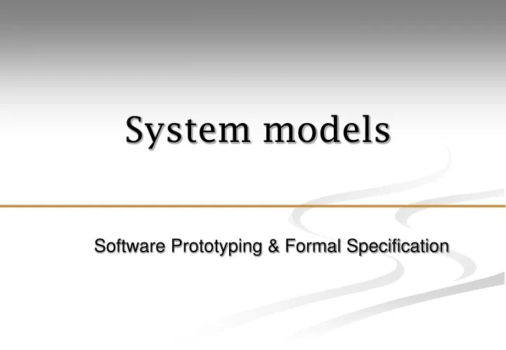 software prototyping formal specification