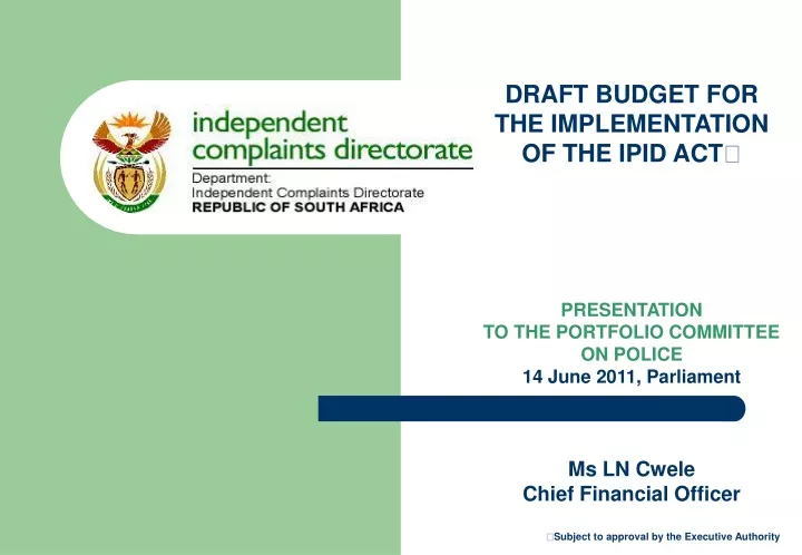 draft budget for the implementation of the ipid