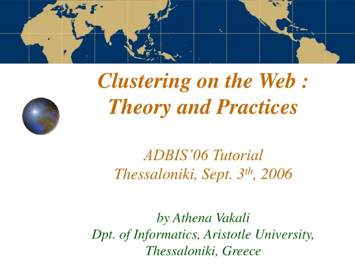 clustering on the web theory and practices adbis