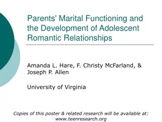 Parents' Marital Functioning and the Development of Adolescent Romantic Relationships