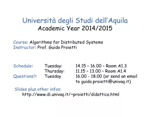 Università degli Studi dell’Aquila Academic Year 20 14 /20 15
