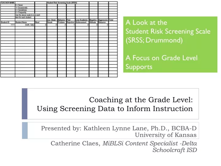 coaching at the grade level using screening data to inform instruction