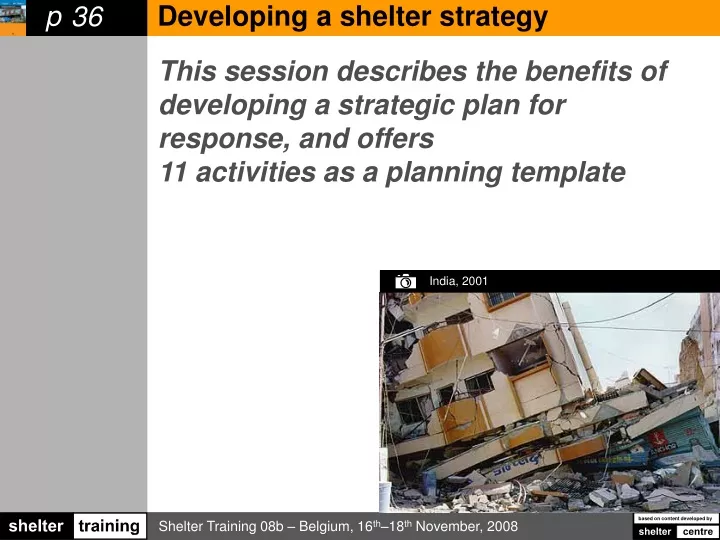 developing a shelter strategy