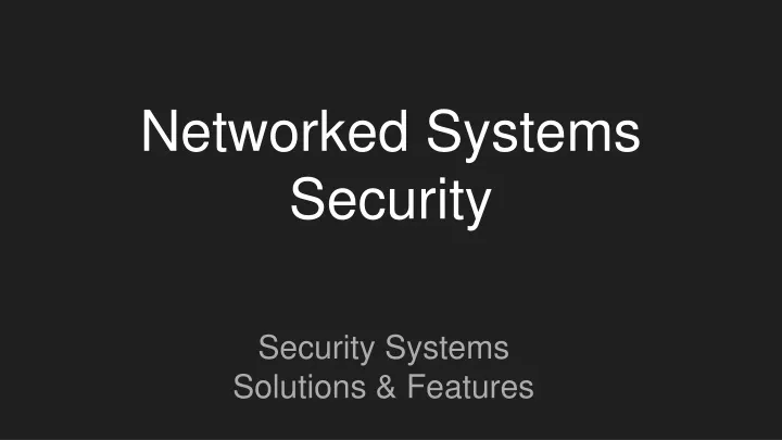 networked systems security