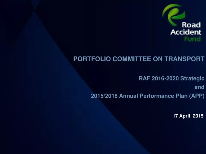 portfolio committee on transport raf 2016 2020