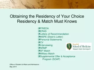 Obtaining the Residency of Your Choice Residency &amp; Match Must Knows