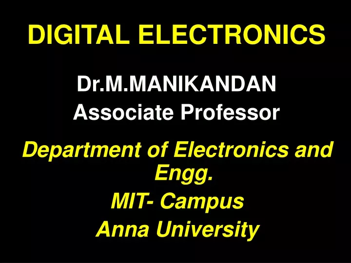digital electronics dr m manikandan associate