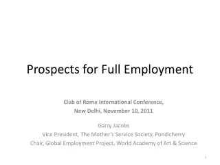 Prospects for Full Employment