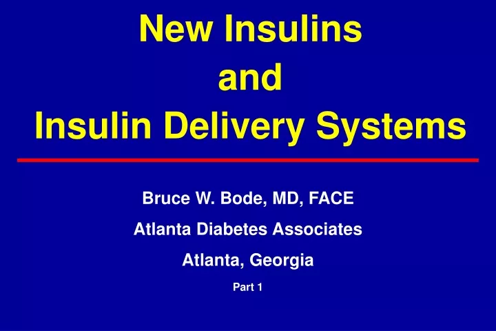 new insulins and insulin delivery systems