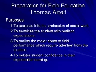 Preparation for Field Education Thomas  Artelt